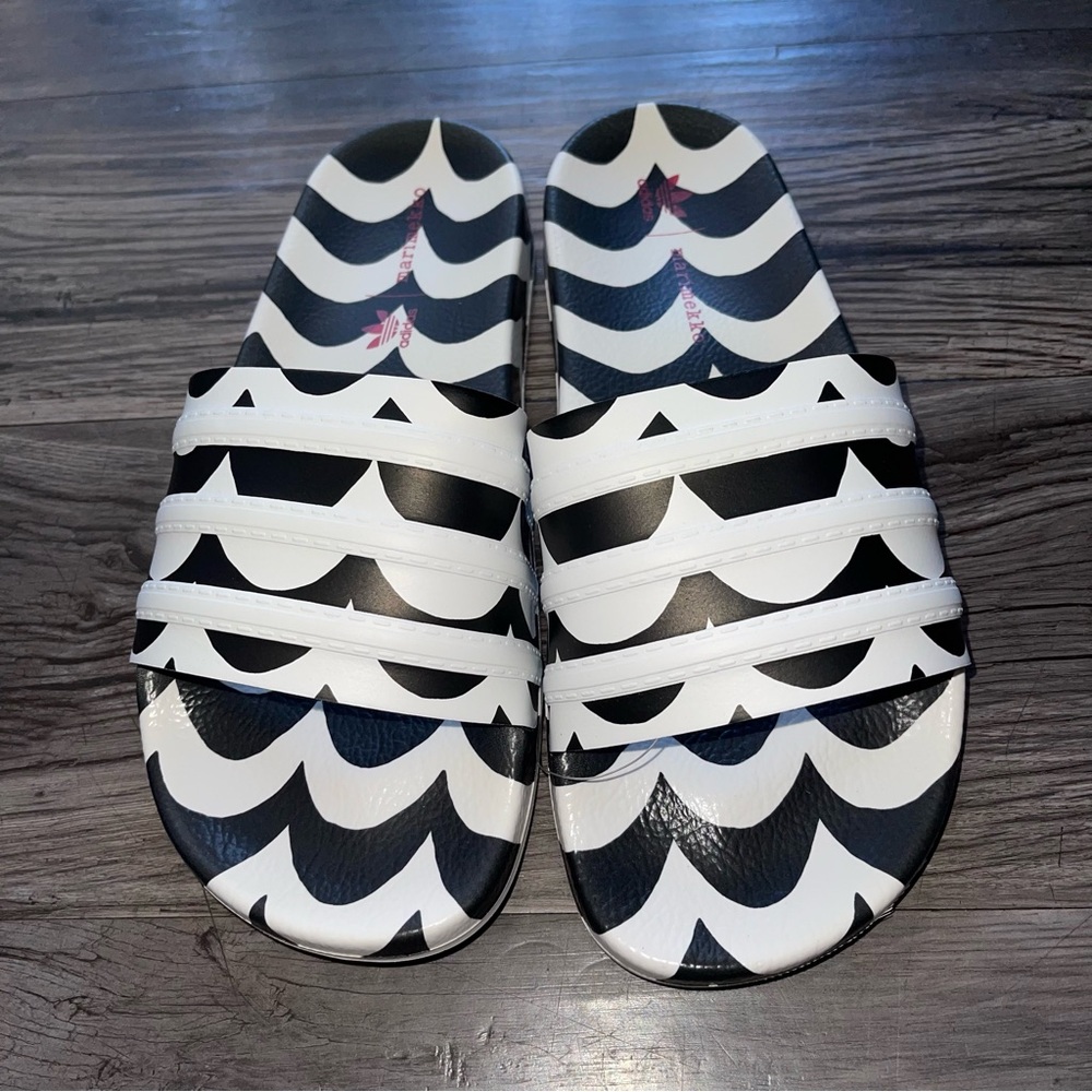 adidas Black and White Women's Slippers - Picture 10 of 16